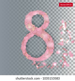 element of design for the World Women's Day. Digit eight on a transparent background. 