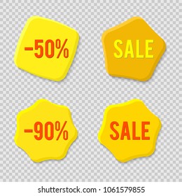 Element design yellow bubbles, isolated on transparent background. Vector illustration Eps 10 for sale promo marketing, new product sticker, Discount ad offer price label, symbol advertising campaign