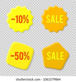 Element design yellow bubbles, isolated on transparent background. Vector illustration Eps 10 for sale promo marketing, new product sticker, Discount ad offer price label, symbol advertising campaign