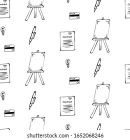 Element in doodle business and stationery pattrn. Hand drawn vector pattern