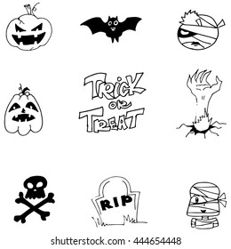 Element doodle Halloween black white vector illustration