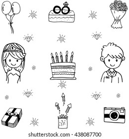 Element doodle vector wedding party