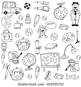 Element education doodles vector art on white backgrounds