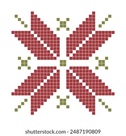 Element for embroidery.Winter holiday.Christmas and New Year.Winter holiday fair island knitted pattern.