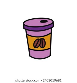 Element of fast food colorful set. A visually appealing illustration captures the essence of fast food through the cup of coffee, beautifully presented against a white backdrop. Vector illustration.