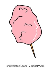 Element of fast food colorful set. A cheerful and tasty fast food illustration highlight the sweetness of candy cotton in a striking design, against a pure white setting. Vector illustration.