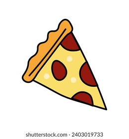 Element of fast food colorful set. Its colorful design and distinct outlines focus on a delicious serving of pizza, an iconic treat. Vector illustration.