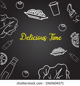 element of fast food hand drawn