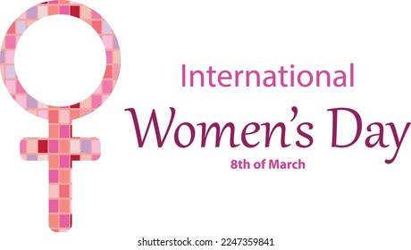 Element for feminism Day poster, card, banner with group of flags. Space for text.
