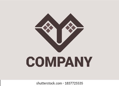 Element flat vector logo for real estate, consultant and general business with line and arrow elements forming a home and window illustration. Flat logo initial "M", "Y" and "V"