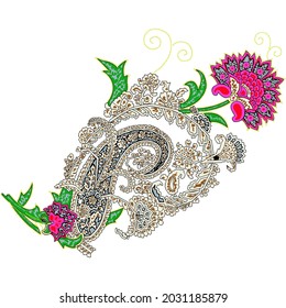 patrón de batik de adorno floral de elemento