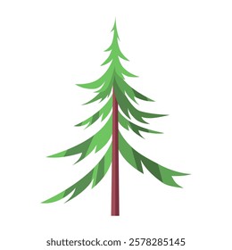 An element of forest and urban landscape. A fir tree on an isolated background. Vector collection in a flat style