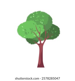 An element of forest and urban landscape. A tree on an isolated  background. Vector illustration in a flat style