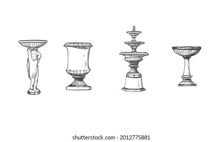 element garden sketch English garden design Drawing 