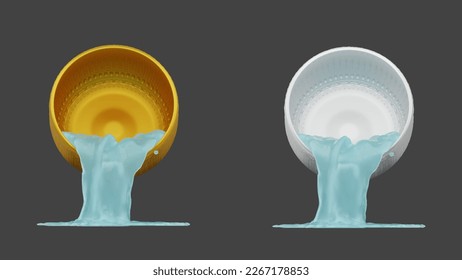 element of gold and silver bowl with water thai culture from image traced 3d. songkran festival thailand travel.