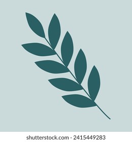 Element of the green Christmas branch in flat style
