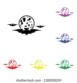 Element of Halloween bats and moon in multi colored icons. Premium quality graphic design icon. Simple icon for websites, web design, mobile app, info graphics on white background