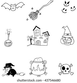 Element halloween doodle flat with hand draw