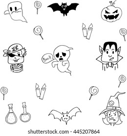 Element halloween doodle illustration on white backgrounds
