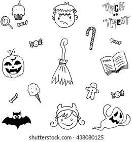 Element halloween in doodle vector art hand draw