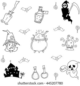 Element halloween ghost castle in doodle vector