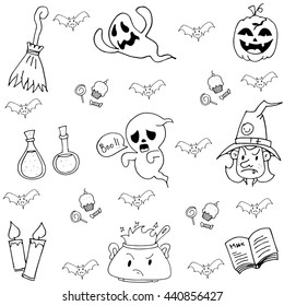 Element halloween ghost in doodle vector art