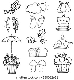 Element hand draw thanksgiving on doodles vector art