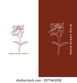 Element, handgezeichnete Blume, Logo-Vorlage für Studio, Vektorgrafik.