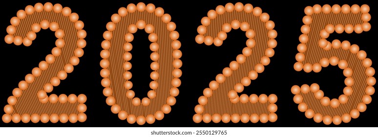 An element of a Happy New Year 2025 greeting card. Amazing inlaid numbers. High-quality vector for greetings, celebrations and New Year's Eve 2025.