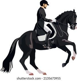 The element of a horse's dressage is a pirouette. Vector illustration