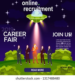Element of HR recruitment process concept icon with UFO and women. To see similar, please VISIT MY PORTFOLIO