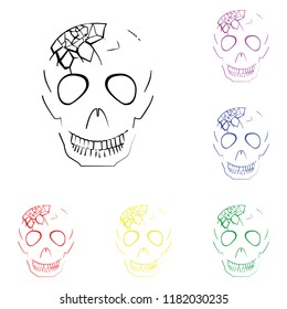 Element of Human evil skull in multi colored icons. Premium quality graphic design icon. Simple icon for websites, web design, mobile app, info graphics on white background