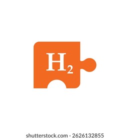 Elemento Hidrogênio em uma peça de quebra-cabeça laranja
