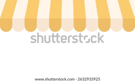 Element for Ice Cream Day, horizontal banner in retro groovy style with stripes yellow white background. Hand drawn striped kiosk awning. Amusement park, circus. Isolated on transparent. Vector EPS10