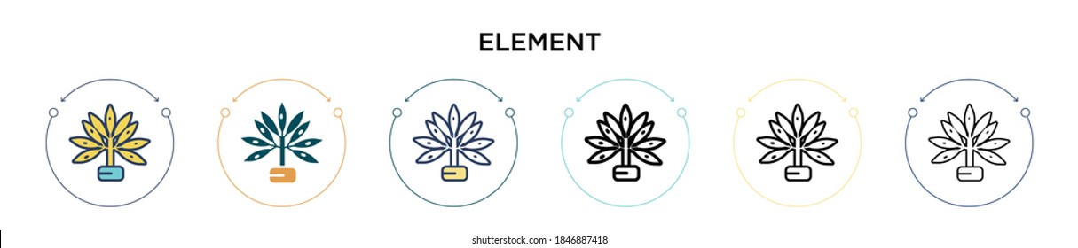 Element icon in filled, thin line, outline and stroke style. Vector illustration of two colored and black element vector icons designs can be used for mobile, ui, web