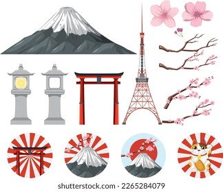 Element and icon of Japan illustration