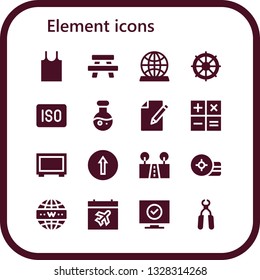 element icon set. 16 filled element icons.  Simple modern icons about  - Tank top, Table, Globe, Helm, Iso, Science, Paper, Calculator, Big screen, Traffic signal, Street, Weight