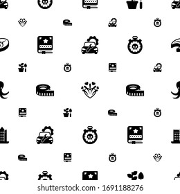 element icons pattern seamless. Included editable filled Car repair service, firework, Gardening, Scrapbooking, measuring, deadline, octopus icons. element icons for web and mobile.