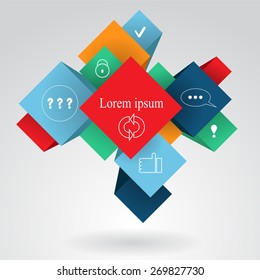  element info-graphic with flat icon.web design- stock vector
