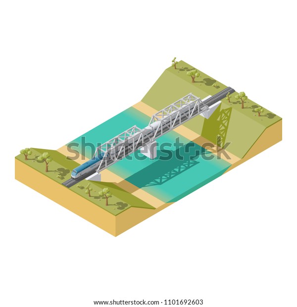 Element Infographic Passenger Train Traveling Over Stock Vector ...
