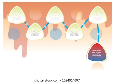 Element infographic steps 1 through 6 with images of industrial pollution