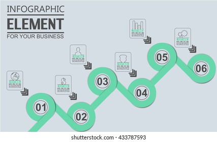 ELEMENT FOR INFOGRAPHIC  TEMPLATE GEOMETRIC FIGURE OVERLAPPING CIRCLES SIXTH EDITION GREEN