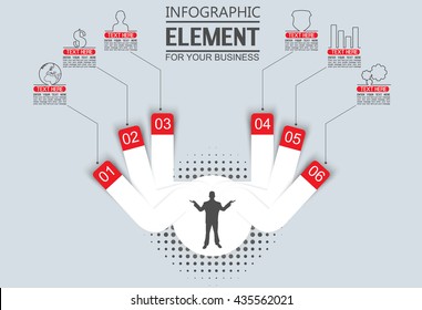 ELEMENT FOR INFOGRAPHIC  TEMPLATE GEOMETRIC FIGURE CIRCLE THIRD EDITION RED