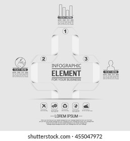 ELEMENT FOR INFOGRAPHIC  TEMPLATE GEOMETRIC FIGURE SERPENTINE INTERSECTED THIRD EDITION WHITE