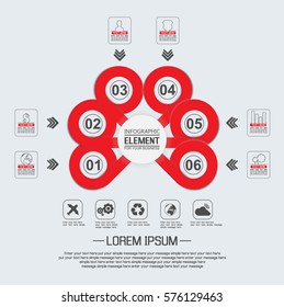 ELEMENT FOR INFOGRAPHIC  TEMPLATE GEOMETRIC FIGURE OVERLAPPING CIRCLES FOUR EDITION RED