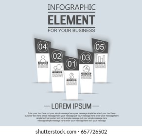 ELEMENT FOR INFOGRAPHIC  TEMPLATE GEOMETRIC FIGURE STIKER NUMBER OPTION TO SCALE EDITION BLACK