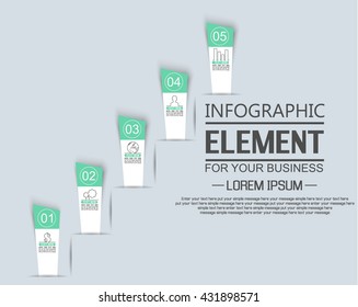 ELEMENT FOR INFOGRAPHIC  TEMPLATE  STIKER NUMBER OPTION LADDER OF SUCESS THIRD EDITION GREEN