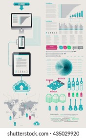 Element Infographics Cloud Technologies. icon display tablet and Cell Phone