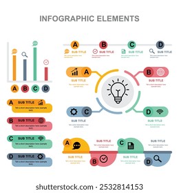 Los elementos de las infografías son representaciones visuales gráficas de información, datos o ciencia. Estos gráficos muestran información compleja de forma concisa y clara, diagrama, icono, símbolo, gráfico, línea de tiempo