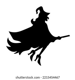 Halloween Silhouette Black Witch Halloween Element isolated on White Background. Website Spooky, Background or Banner 